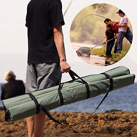 Sougayilang Fishing Rod Bag Canvas Rod Case Organizer Pole Storage Bag Fishing Rod and Reel Carrier Organizer for Travel, Gift for Father, Boyfriend and Family