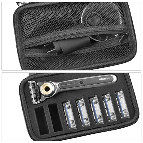 Travel Case Compatible with Gillette Heated Razor for Men, Starter Shave Kit Storage Holder for Blade Refills, Clipper Guards, Charging Dock and Accessories-Black(Box Only)