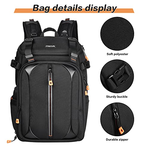 MOSISO Camera Backpack, DSLR/SLR/Mirrorless Photography Camera Bag Vertical Pocket Top Straps with Tripod Holder&Rain Cover&15-16 inch Laptop Compartment Compatible with Canon/Nikon/Sony, Black