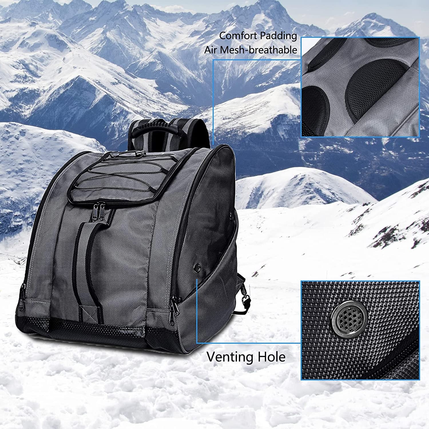 Yumykit Ski Boot Bag - Ski Boots and Snowboard Boots Bag, Excellent for Travel with Waterproof Exterior & Bottom - for Men, Women and Youth
