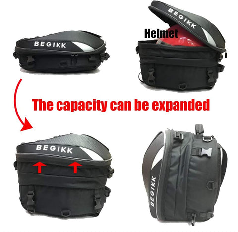Motorcycle Tail Bag Seat Bag - Dual Use Motorcycle Backpack Waterproof Luggage Bags Motorbike Helmet Bag Storage Bags