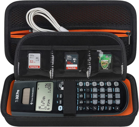 Hard Carrying Case for Texas Instruments TI-30XS / TI-36X Pro Engineering Multiview Scientific Calculator, Extra Zipped Pocket Fit Charging Cable, Charger, Manual, Black