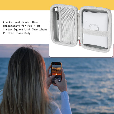 Hard Travel Case Replacement for Fujifilm Instax Square Link Smartphone Printer, Case Only (White)