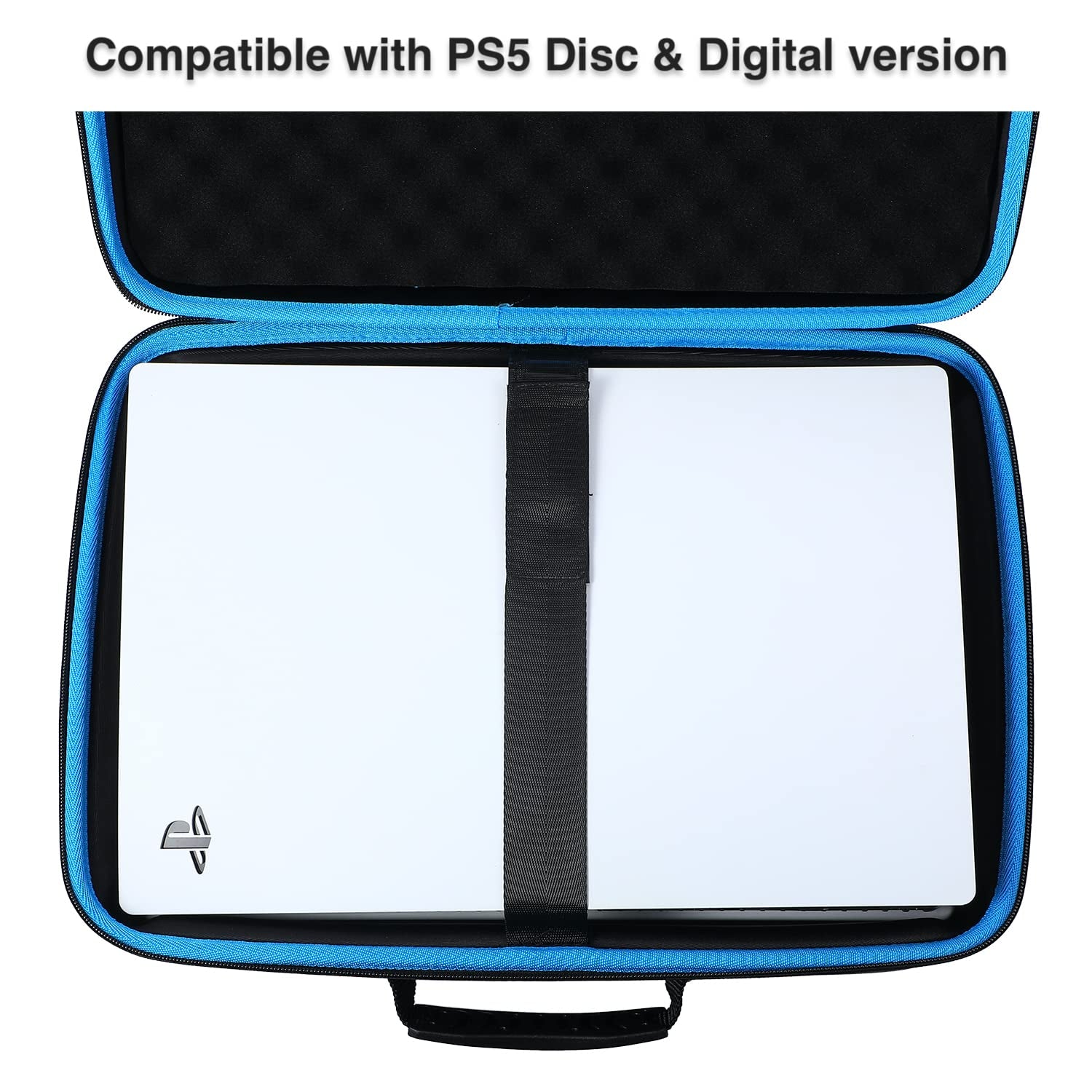 Hard-Shell Travel Case Compatible with PS5, Protective Carrying Case Holds Playstation 5 Console, Wireless Dualsense Controllers, Original Base, Cables and Other Accessories