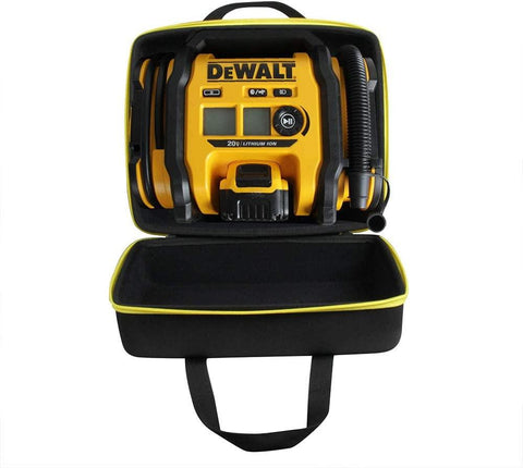 Hard Travel Case for DEWALT DCC020IB 20V Max Inflator + Inflator + Battery Pack, Outer Black + Inner Yellow Zipper