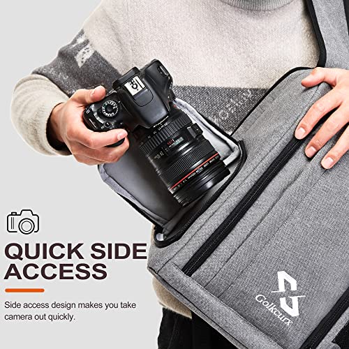 Golkcurx Camera Bag for DSLR/SLR Cameras，Camera Backpack Waterproof for Photographers Grey S