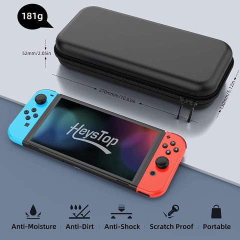 Switch Case Compatible with Nintendo Switch, 9 in 1 Accessories Kit with Carrying Case, Dockable Protective Case, HD Screen Protector and 6Pcs Thumb Grips Caps