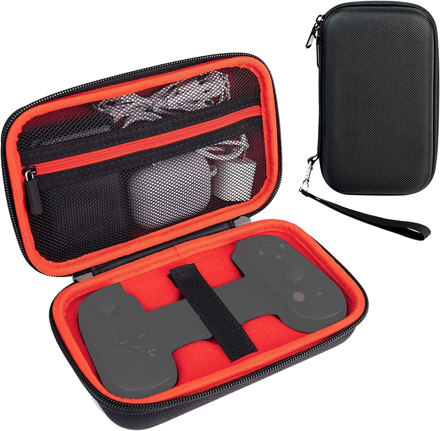 Carrying Case Compatible with Backbone One, Nylon Hard Shell, Large Protective Carrying Case, with a Wristband, Keychain and Net Pocket for Accessories (Black/Red)