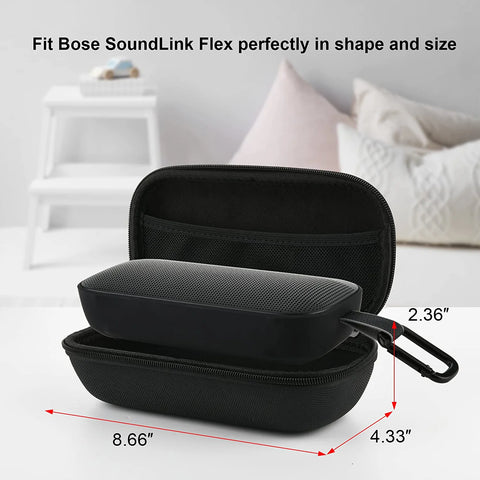 Hard Travel Speaker Carrying Case Compatible with Bose Soundlink Flex Bluetooth Portable Speaker with PU Handle Mesh Pocket EVA Travel Storage Case(Black)