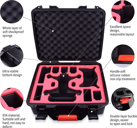 Professional Carrying Hard Case for DJI FPV and Accessories - Fits 6 Batteries - Keep Props On
