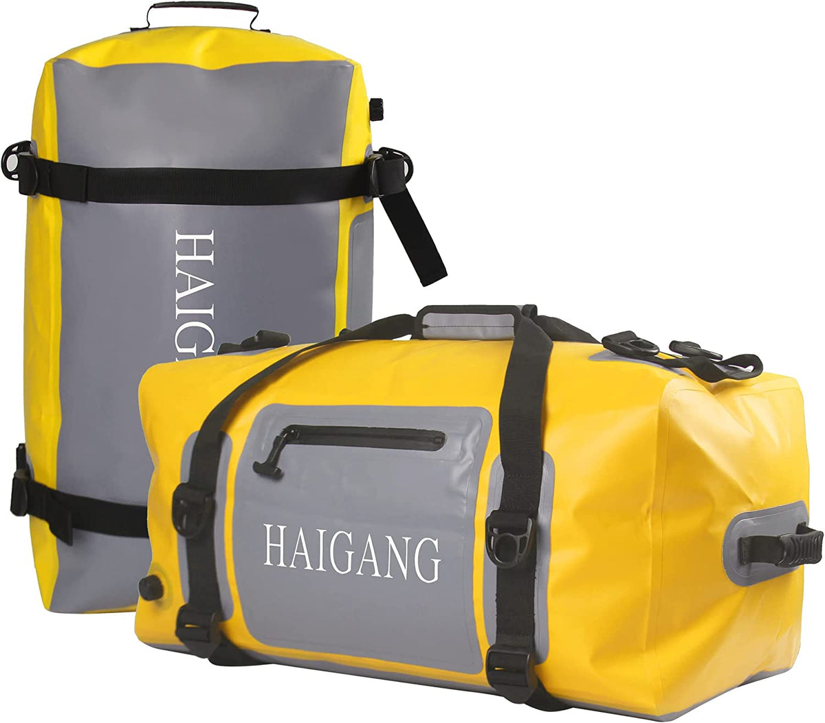Haigang 70L/110L Waterproof Duffel Bag, Large Capacity, Adjustable Thickened Straps and Handles, Zip Closure, Air Valve Keeps Equipment Safe, Perfect for Boating Rafting Motorcycle Camping Kayak