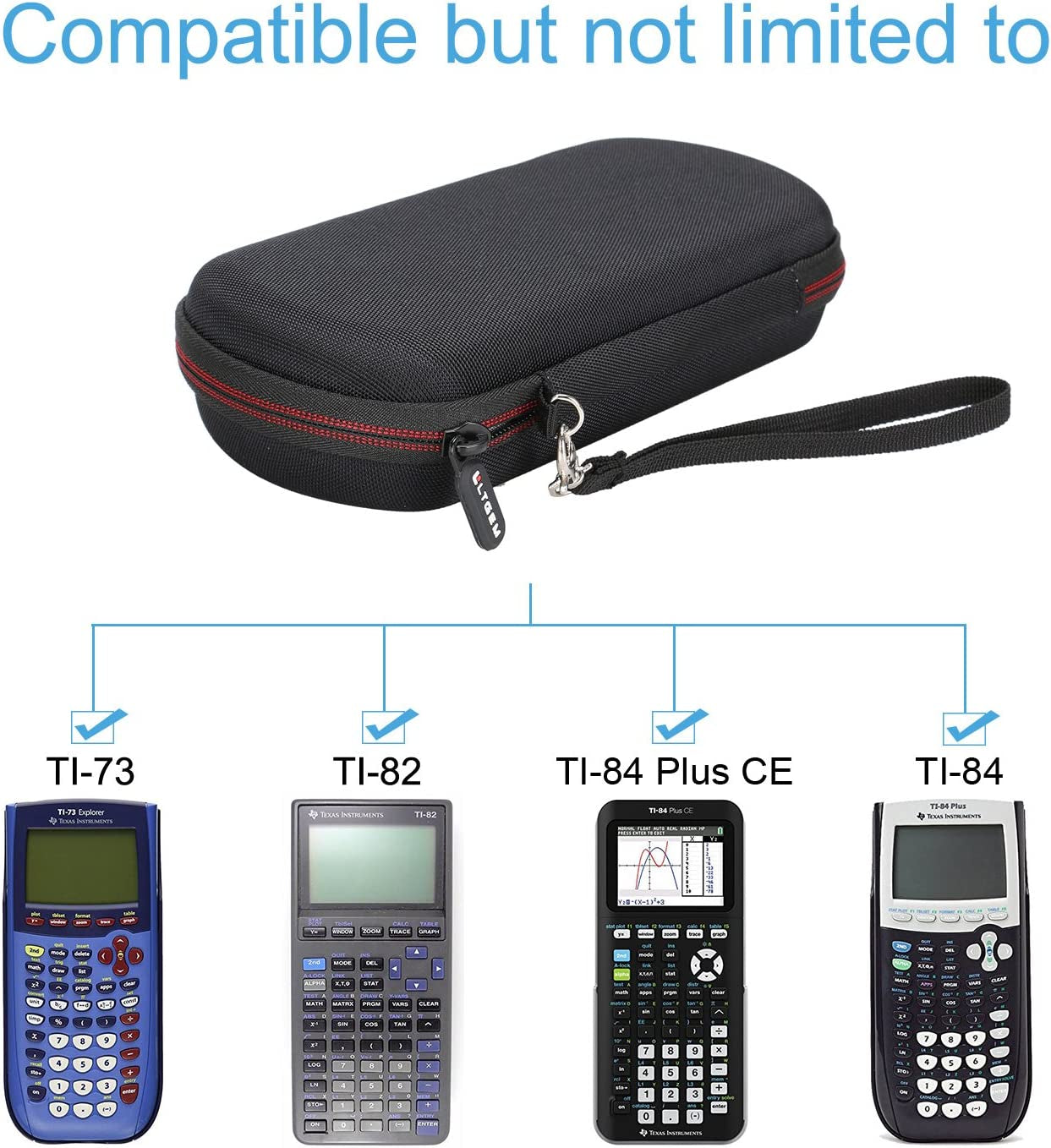 Case for Texas Instruments TI-84, 89/83 / Plus/Ce Graphics Calculator-Includes Mesh Pocket.(Hard and Black)