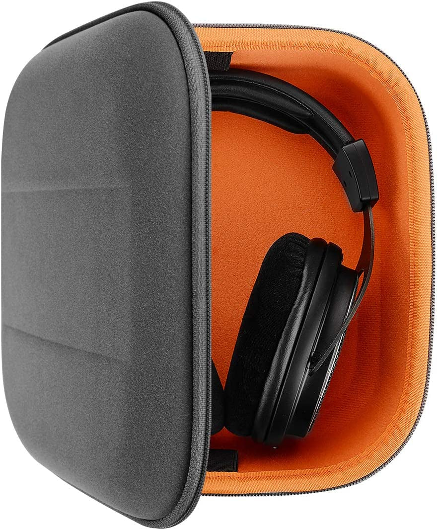 Geekria Shield Case for Large-Sized Over-Ear Headphones, Replacement Protective Hard Shell Travel Carrying Bag with Cable Storage, Compatible with SHURE SRH840, SRH440 (Microfiber Grey)