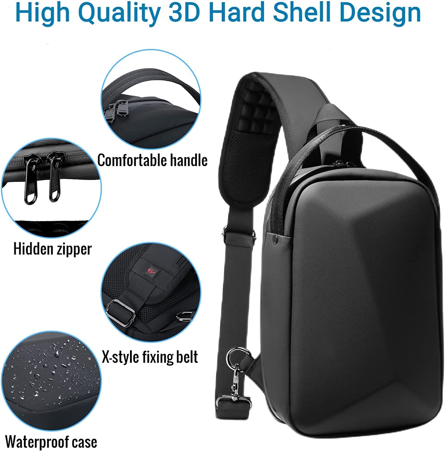 Carrying Case for Oculus Quest 2/Meta Quest Pro, Hard Travel Case for Meta Quest Pro VR Gaming Elite Strap Headset and Oculus Quest 2 Accessories Crossbody Shoulder Chest Backpack