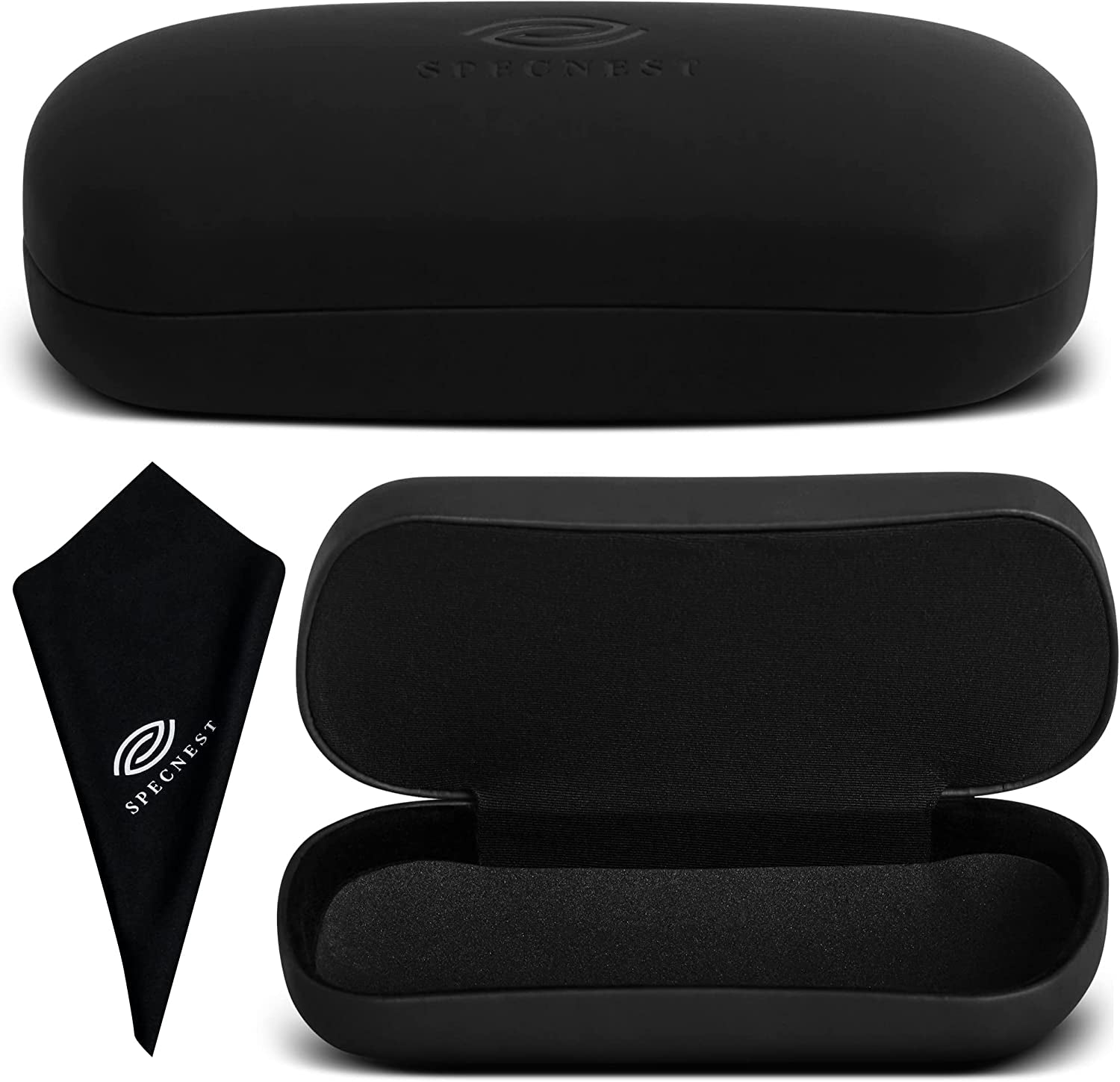 Specnest Sunglasses Case - Vegan Leather Sunglass Holder with Mesh Foam to Cradle Sunglasses Securely - Hard Eyeglass Case with Metal Construction - Designed by Optical Professionals