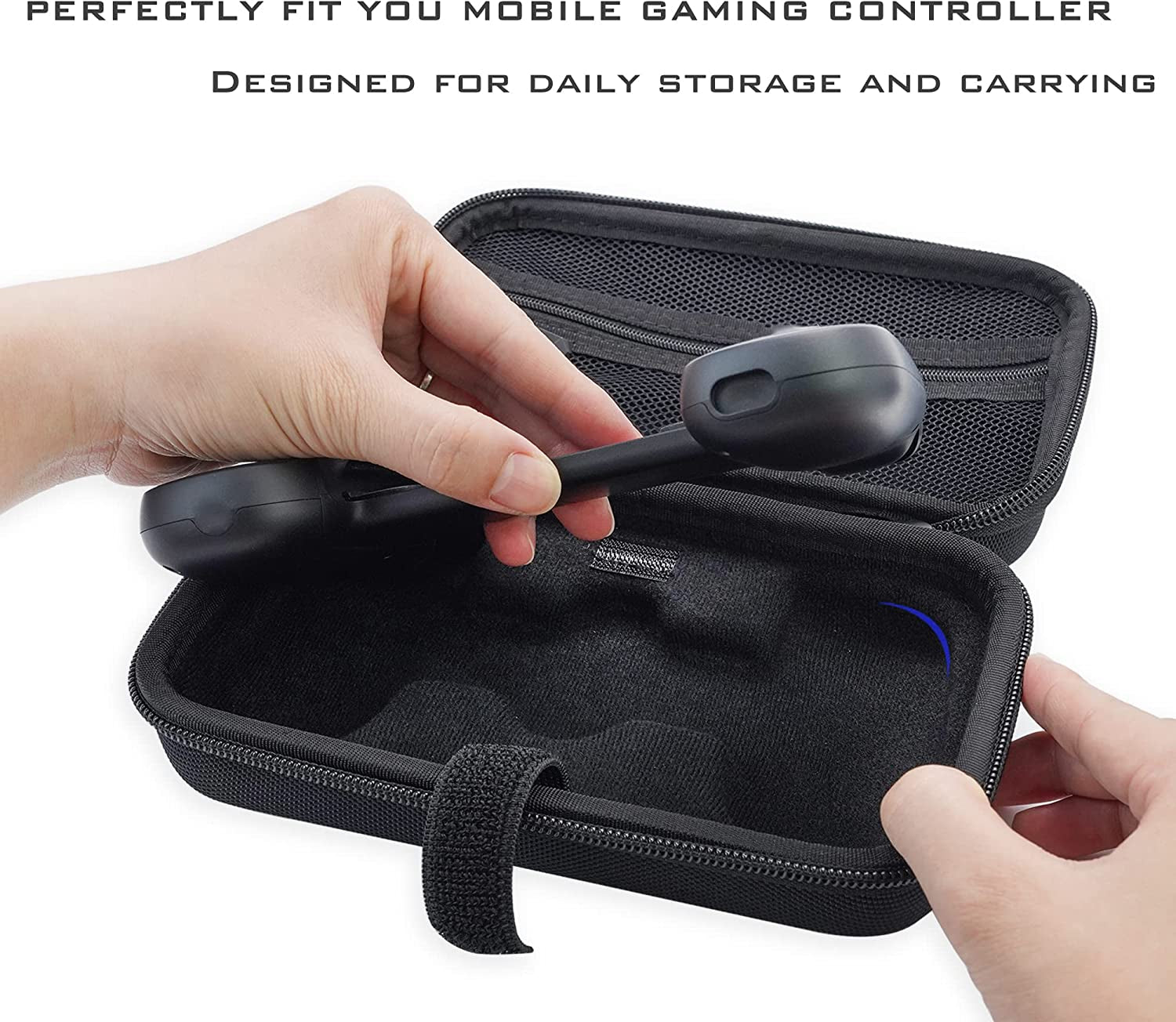 Case Compatible with Backbone One Gaming Controller, Carrying Case, Nylon Hard Shell, Shockproof Storage Case, with Wristband, Keychain, Elastic Pocket (Black)