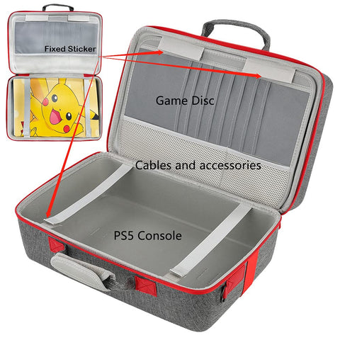 Hard Shell Carrying Case Compatible with Playstation 5, Shockproof and Waterproof Organizer for Console,Dual Controller and Accessories