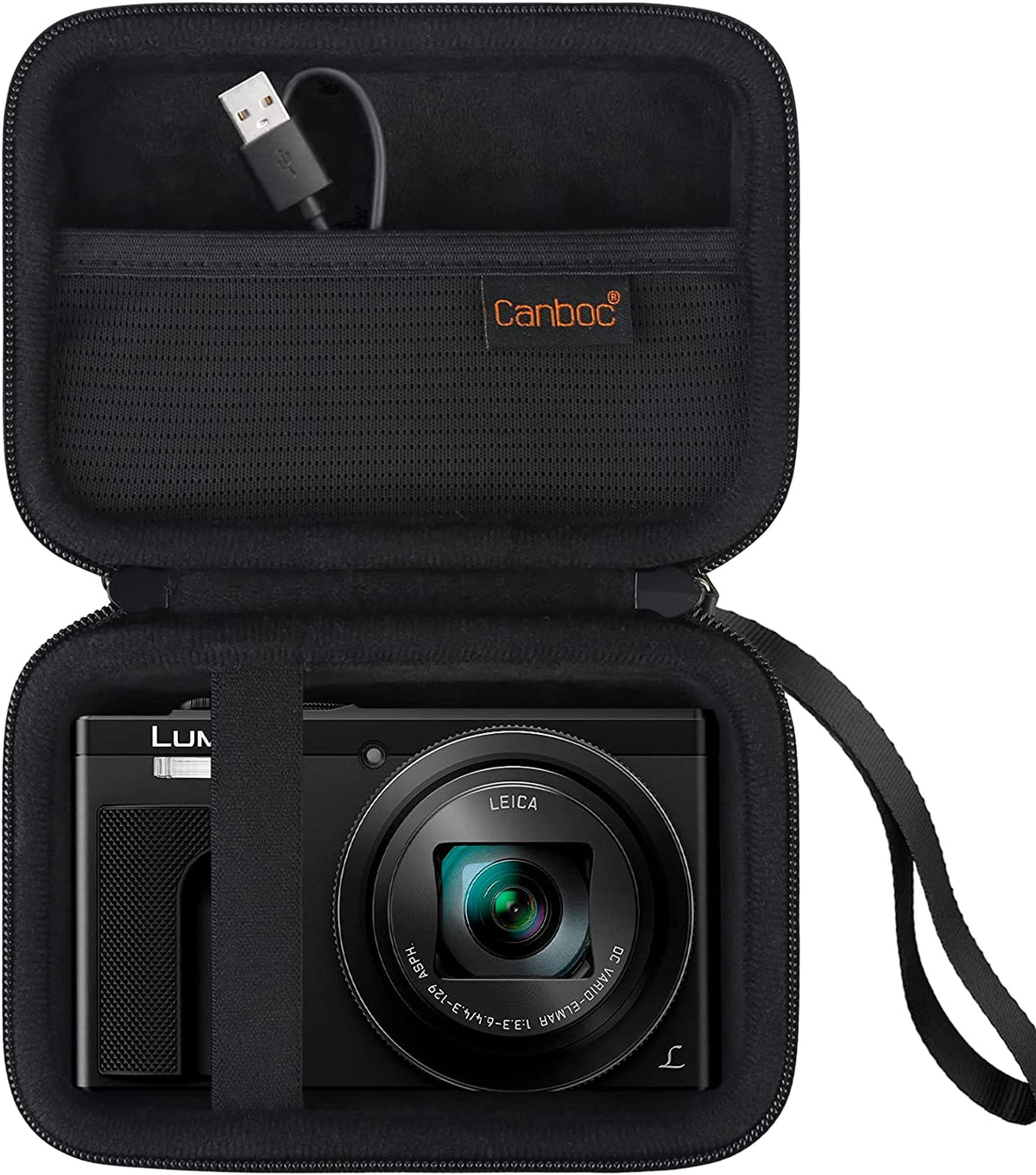 Hard Case for Panasonic Lumix ZS200/ZS100/ZS80/ZS70/ZS60/LX100 II/LX10 4K Digital Camera, Travel Carrying Camera Bag, Mesh Pocket Fits USB Cable, Batteries, Black