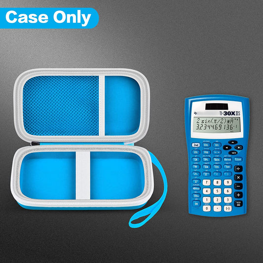 Case Compatible with Texas Instruments TI-30XIIS Scientific Calculator, Travel Office Calculators Storage Holder Bag with Extra Mesh Pocket for Pens, USB Cables and Accessories (Bag Only) - Blue