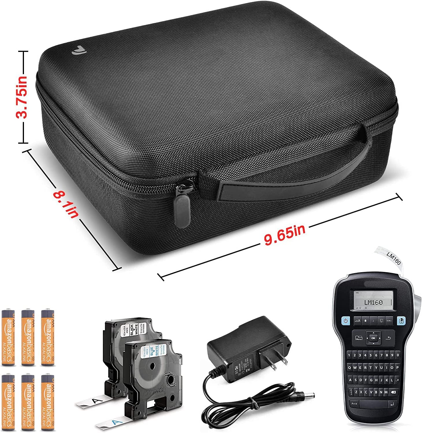 Case Compatible with DYMO Label Maker Labelmanager 160/280 Portable Label Maker, Label Printer Storage Organizer for AC Adapter, Tape Cartirdges and More Accessories(Box Only) Black