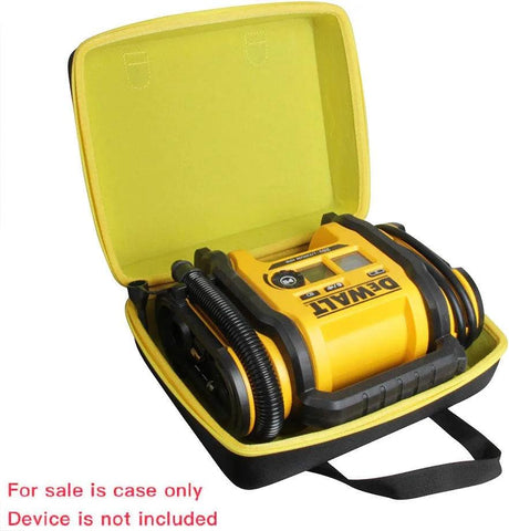 Hard Travel Case for DEWALT DCC020IB 20V Max Inflator + Inflator + Battery Pack, Outer Black + Inner Yellow Zipper