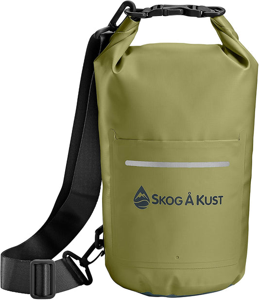 Skog Å Kust Drysåk Waterproof Floating Dry Bag with Exterior Zippered Pocket | for Kayaking, Rafting, Boating, Swimming, Camping, Hiking, Beach, Fishing | 10L & 20L Sizes