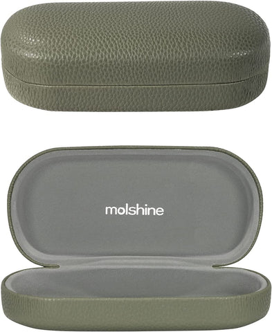 Molshine Hard Shell Leather Sunglasses Case,Classic Large Glasses Case for Women Men,Sunglass Eyeglasses