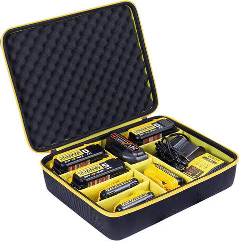 Hard Battery Storage Box Holder Carrying Case Replacement for Dewalt 8V/12V/18V/20V/60V Max XR Battery and Charger - Holds 20V 60V 2.0/3.0/4.0/5.0/6.0/9.0-Ah Battery, Charger (Case Only)
