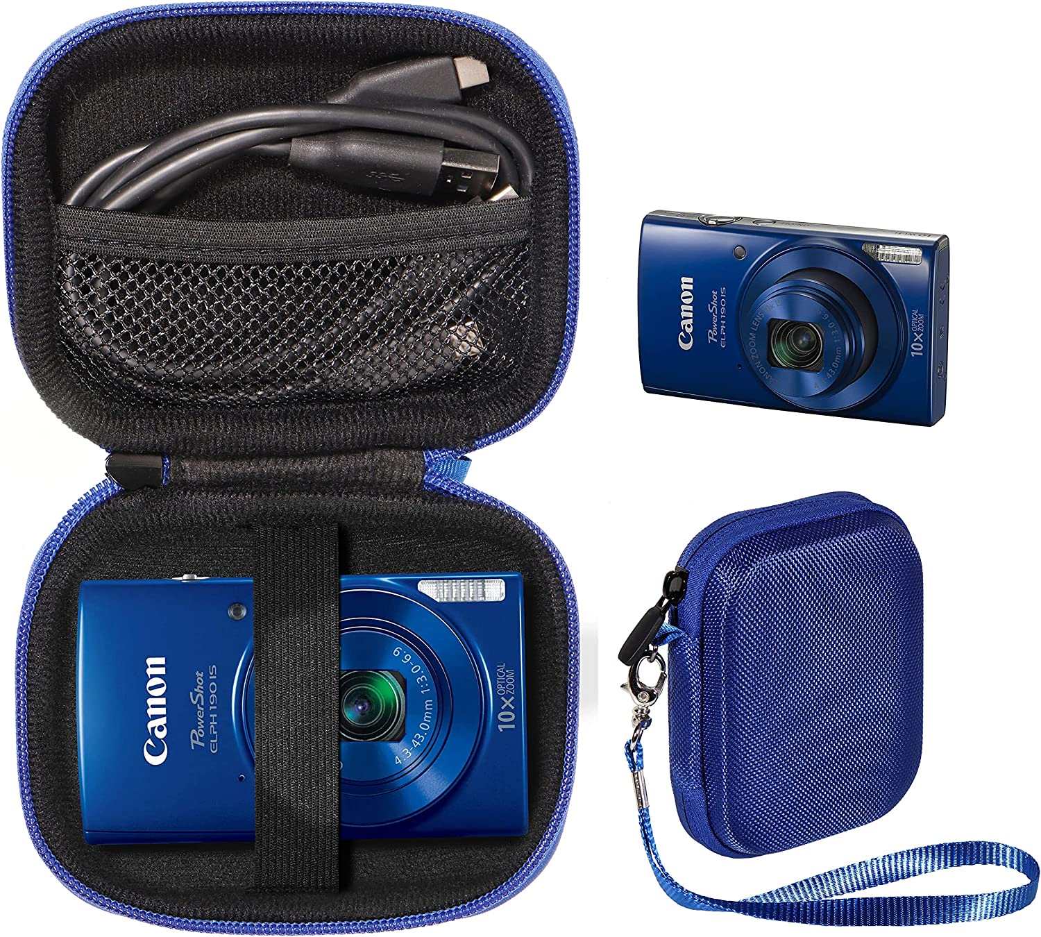 Digital Camera Case for Canon Powershot ELPH180, ELPH 190, ELPH 350 HS, ELPH 310 HS, ELPH 360; Sony W800/S, DSCW830; Abergbest 21 Mega Pixels; Kodak FZ43, Fz53-Bl;Lecran