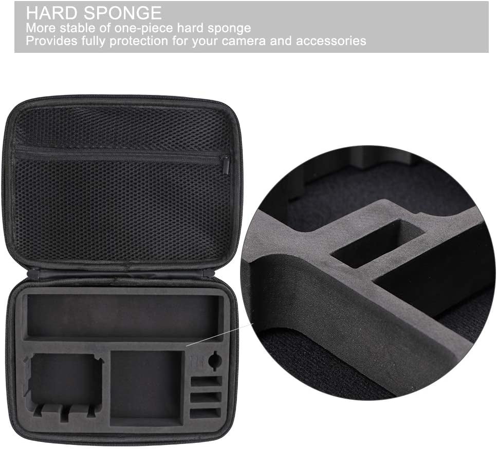 Surface-Waterproof Carrying Case Compatible with Gopro Hero 11/10/9/8/7/(2018)/6/5 Black,Dji Osmo Action ,Akaso/Campark/Yi Action Camera and More (Medium)
