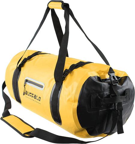 Buffalo Gear Drybag 40L 60L 80L Waterproof Duffle Travel Duffel Dry Bag Heavy Duty Bag for Kayaking, Rafting, Boating, Fishing,Camping (Yellow, 60L)