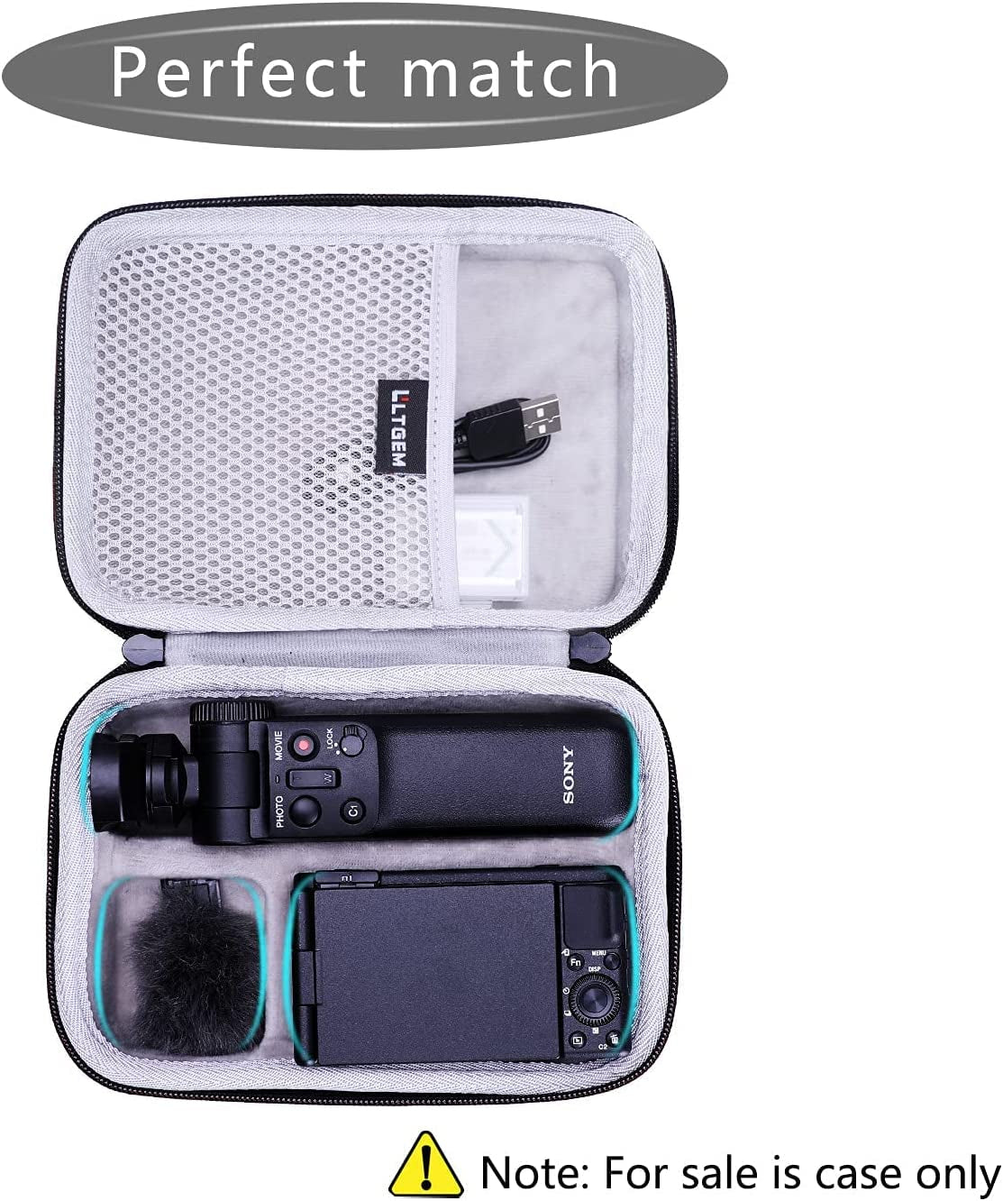 Hard Case for Sony ZV-1 / ZV-1F Vlog Camera by LTGEM. Fits Vlogger Accessory Kit Tripod and Microphone - Travel Protective Carrying Storage Bag