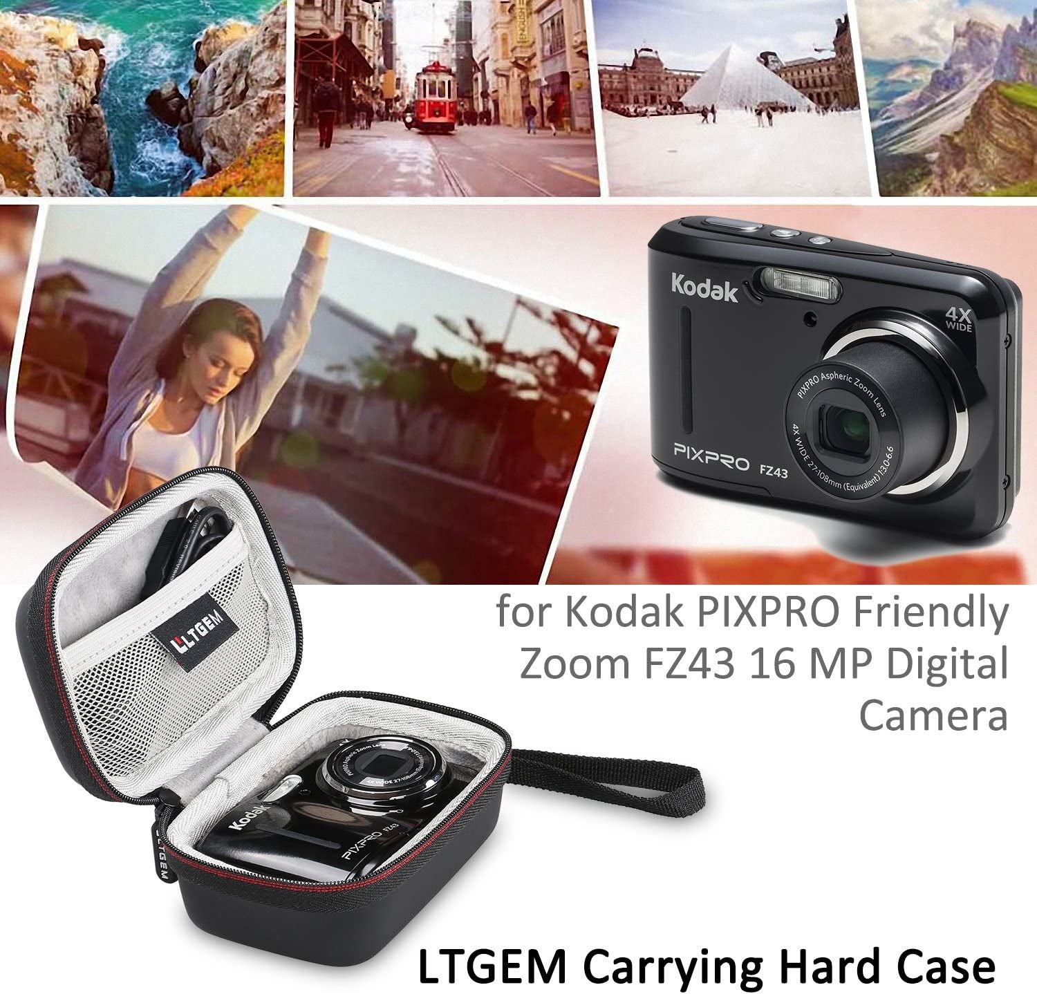 Camera Case for Digital Camera, Kodak PIXPRO Friendly Zoom FZ43/FZ45/FZ53/FZ55 /Canon Powershot ELPH 180/190 /Sony DSCW800/DSCW830 - Travel Protective Carrying Storage Bag