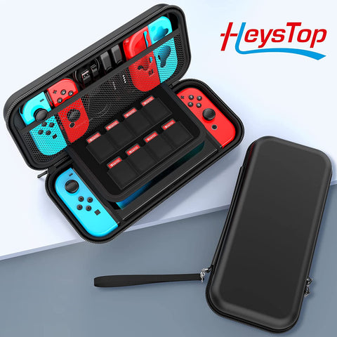 Switch Case Compatible with Nintendo Switch, 9 in 1 Accessories Kit with Carrying Case, Dockable Protective Case, HD Screen Protector and 6Pcs Thumb Grips Caps