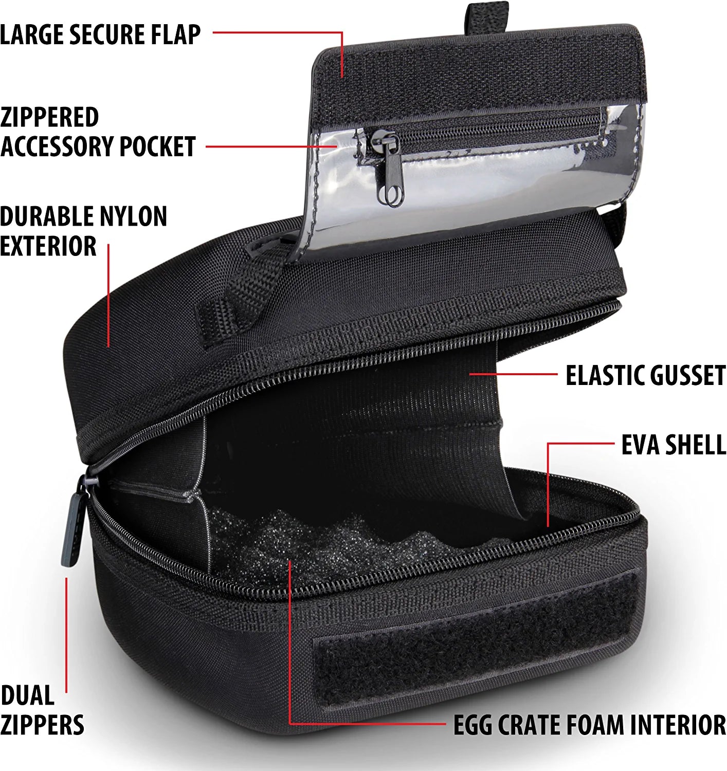 Hard Shell DSLR Camera Case (Black) with Molded EVA Protection, Quick Access Opening, Padded Interior and Rubber Coated Handle-Compatible with Nikon, Canon, Pentax, Olympus and More