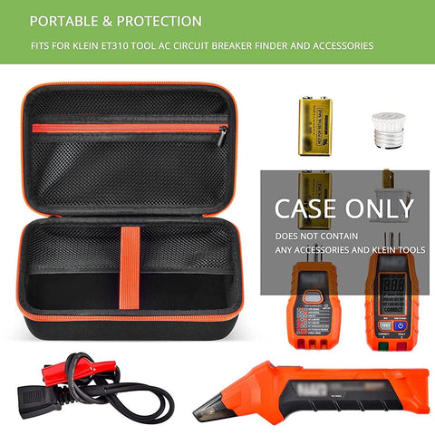 Case Compatible with Klein Tools ET310 AC Circuit Breaker Finder and Integrated GFCI Outlet Tester with Mesh Pocket inside for Accessories