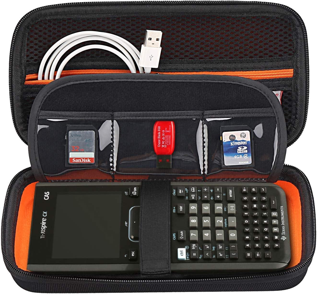 Graphing Calculator Carrying Case Replacement for Texas Instruments Ti-Nspire CX CAS/CX II CAS Color Graphing Calculator and More - Extra Mesh Pocket for USB Cables and Other Accessories, Black