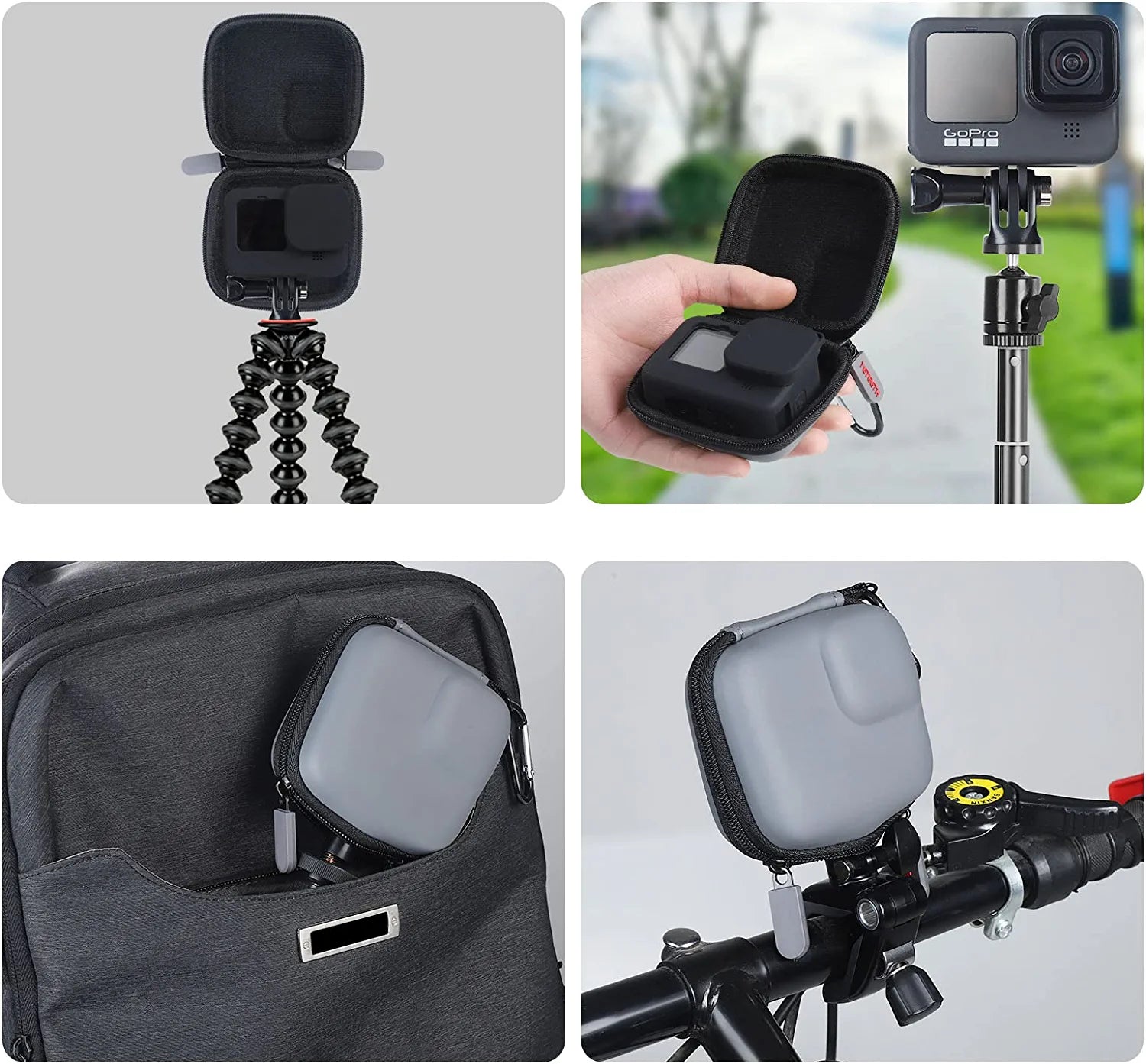 Carrying Case for Gopro Hero 11 10 9 8 7 6 5 Double Zipper Mini Hard Shell Carrying Case Travel Portable Storage Bag Accessories with Waterproof for DJI Osmo Action,Akaso,Campark,Yi Camera