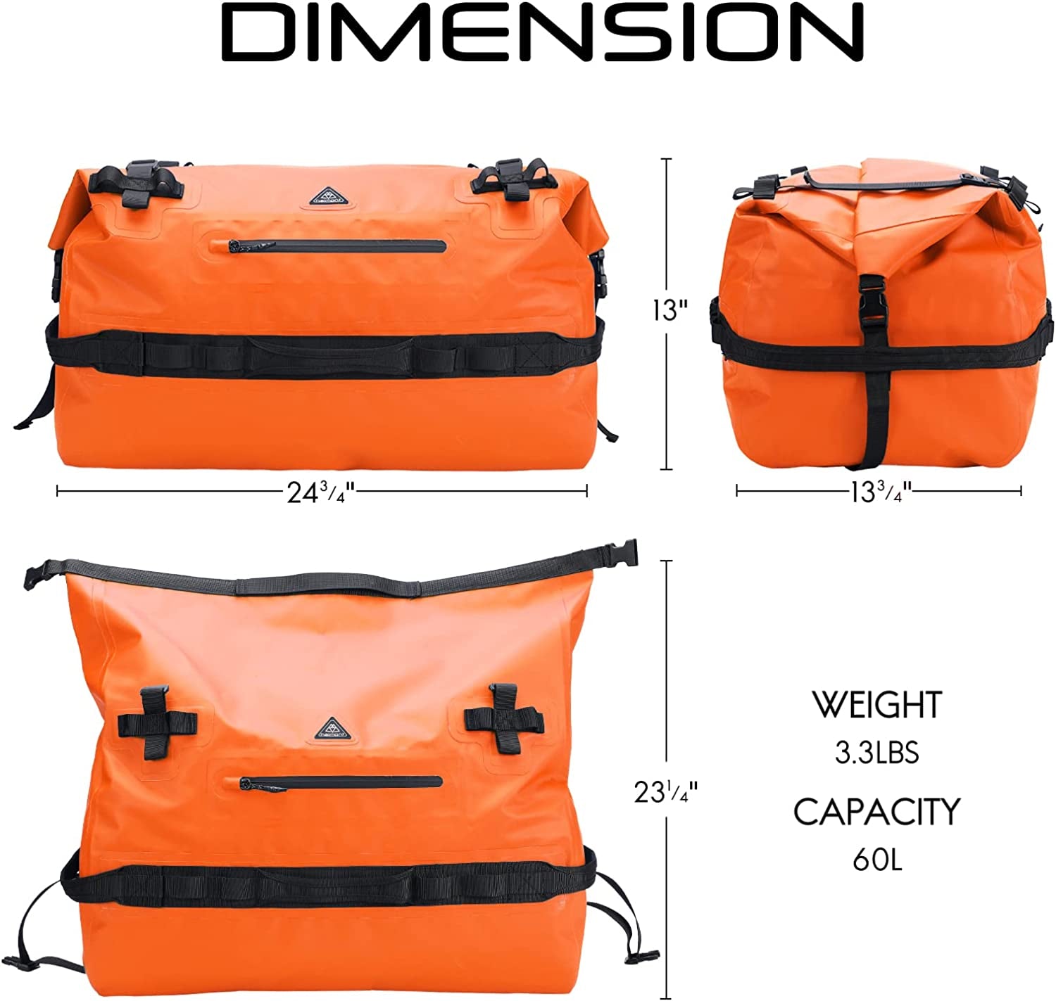 Haimont Roll-Top Dry Duffel Backpack Large Waterproof Dry Sack Heavy Duty Duffle Bag with Backpack Straps for SUP, Kayaking, Rafting, Boating, 60L