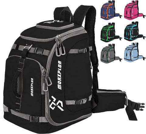 MORXPLOR Ski Boot Bag Backpack, 60L Padded Ski Gear Bag & Snowboard Boot Bag,Large Capacity Waterproof Ski Travel Bag & Ski Boot Travel Backpack for Helmet,Goggles,Gloves,Skis,Snowboard Gear