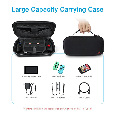 Nexigo Switch Controller Carrying Case for Nintendo Switch/Switch OLED, Game Storage Case with 10 Game Card Holders, Compatible with Gripcon, Joypad, Joy-Cons and Accessories