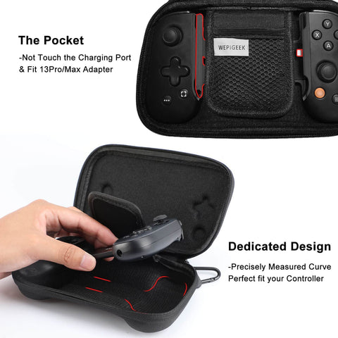 Slim Travel Case for Backbone One / Backbone Playstation / Razer Kishi V2 Gaming Controller with Joysticks and Hanging Buckle-Black