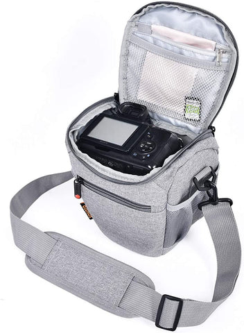 Compact DSLR Camera Bag Shoulder Crossbody Case Compatible for Canon EOS Rebel T6 T7 T8I T100 SL3 Xti 4000D 2000D Nikon D5600 D3400 D3500 Pentax K-70 Olympus E-M10 with Waterproof Rain Cover