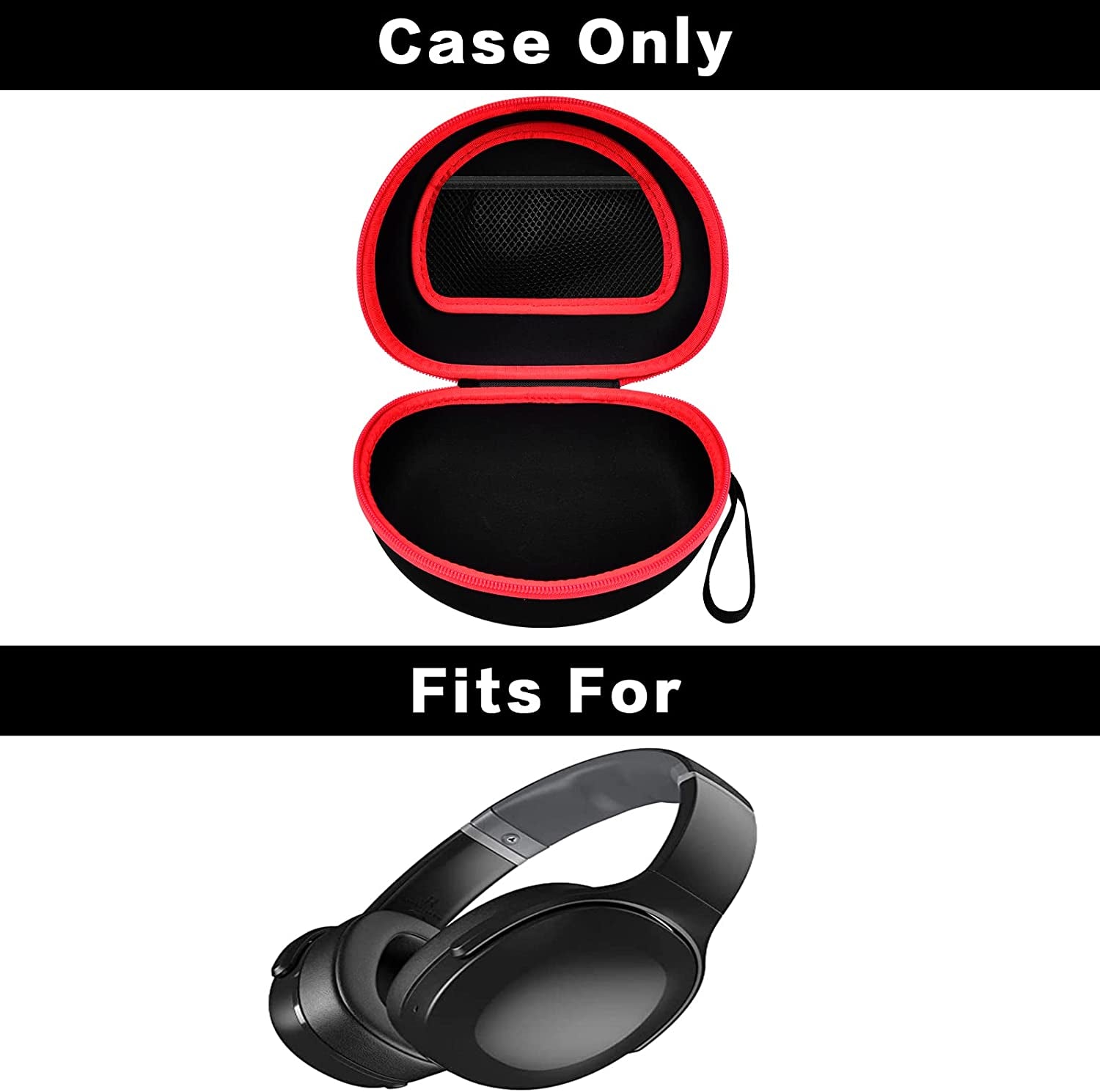 Headphone Case Compatible with Skullcandy Crusher/Hesh/Evo Wireless Over-Ear Bluetooth Headphones and More Foldable Headset Earphones, Hard Shell Earphone Protector Organizer Bag Pouch - Box Only