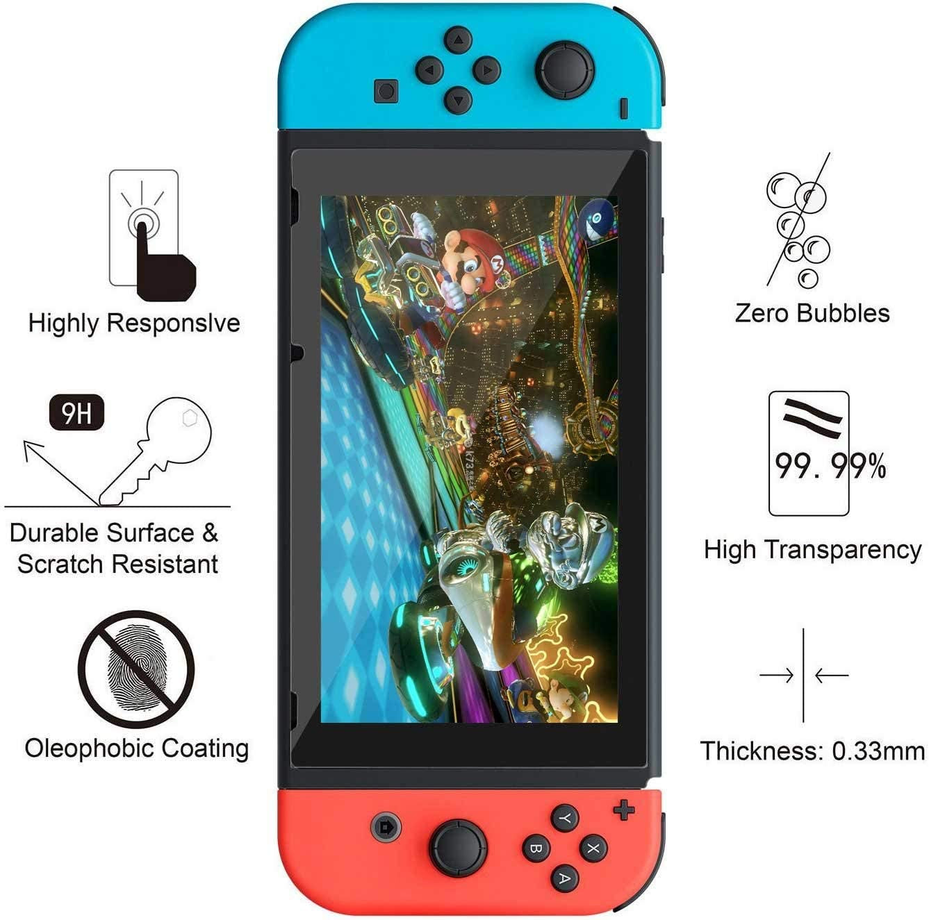 Switch Case and Tempered Glass Screen Protector Compatible with Nintendo Switch Console & Accessories