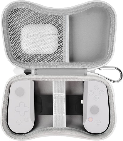 Case Compatible with Backbone One Mobile Gaming Controller, Handheld Gaming Console Portable Travel Holder, Extra Mesh Pocket for Cables Power Bank Accessories - White