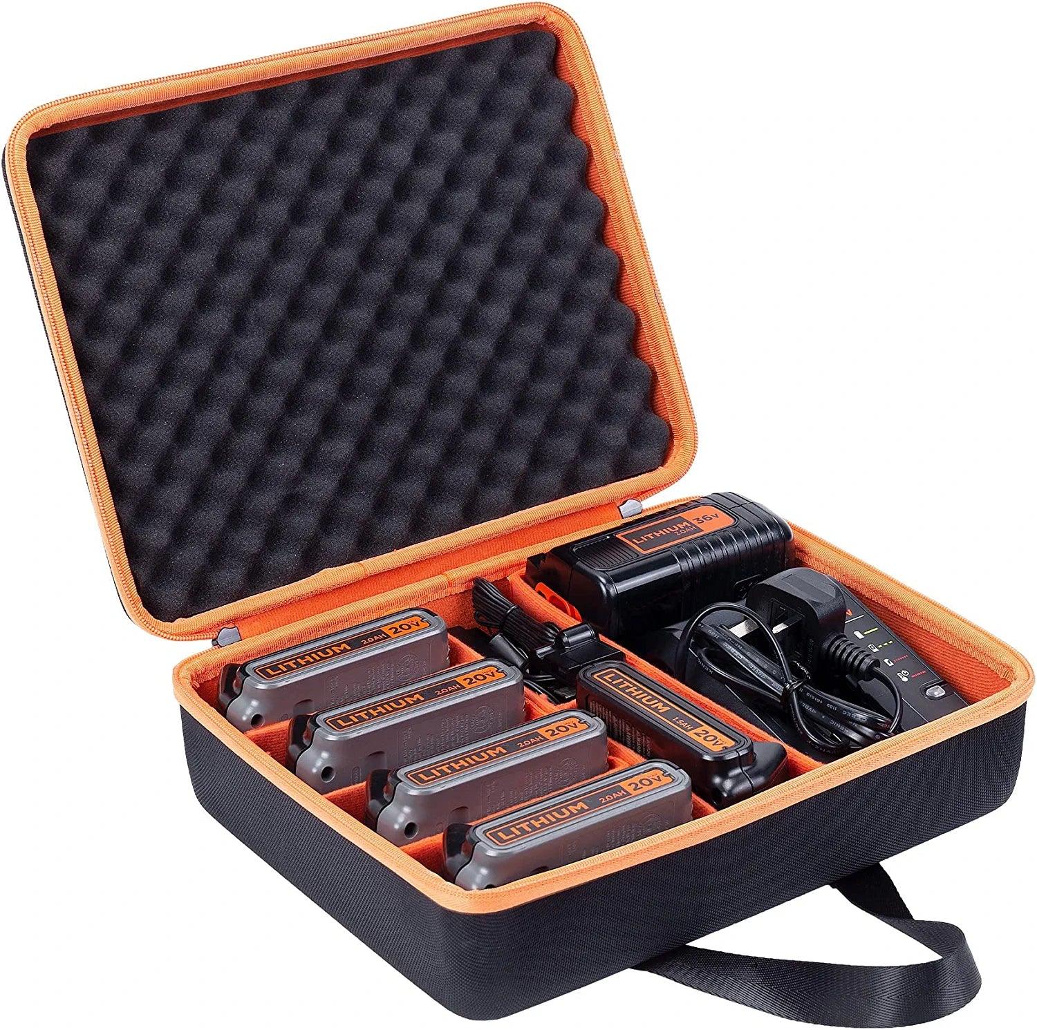 Carrying Case Replacement for Black+Decker 20V/40V Max XR Battery and Charger - Holds 20V 60V 1.3/1.5/2.0/2.5/3.0/4.0-Ah Battery, Charger