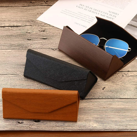 Igeyzoe Glasses Cases, Eyeglasses Case Hard Shell for Men Women, PU Folding Glasses Sunglasses Case Portable with Clean Cloth
