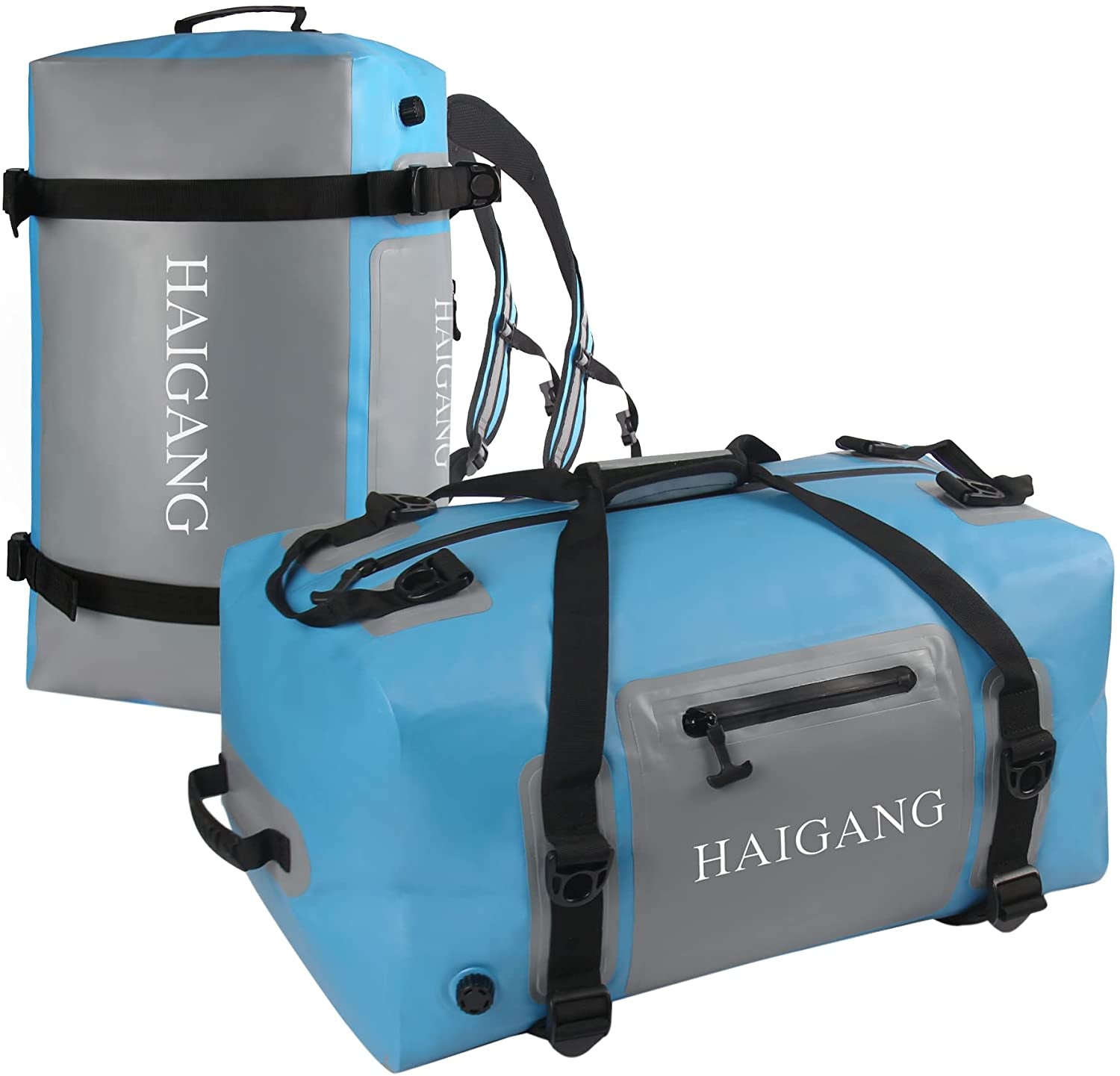 Haigang 70L/110L Waterproof Duffel Bag, Large Capacity, Adjustable Thickened Straps and Handles, Zip Closure, Air Valve Keeps Equipment Safe, Perfect for Boating Rafting Motorcycle Camping Kayak