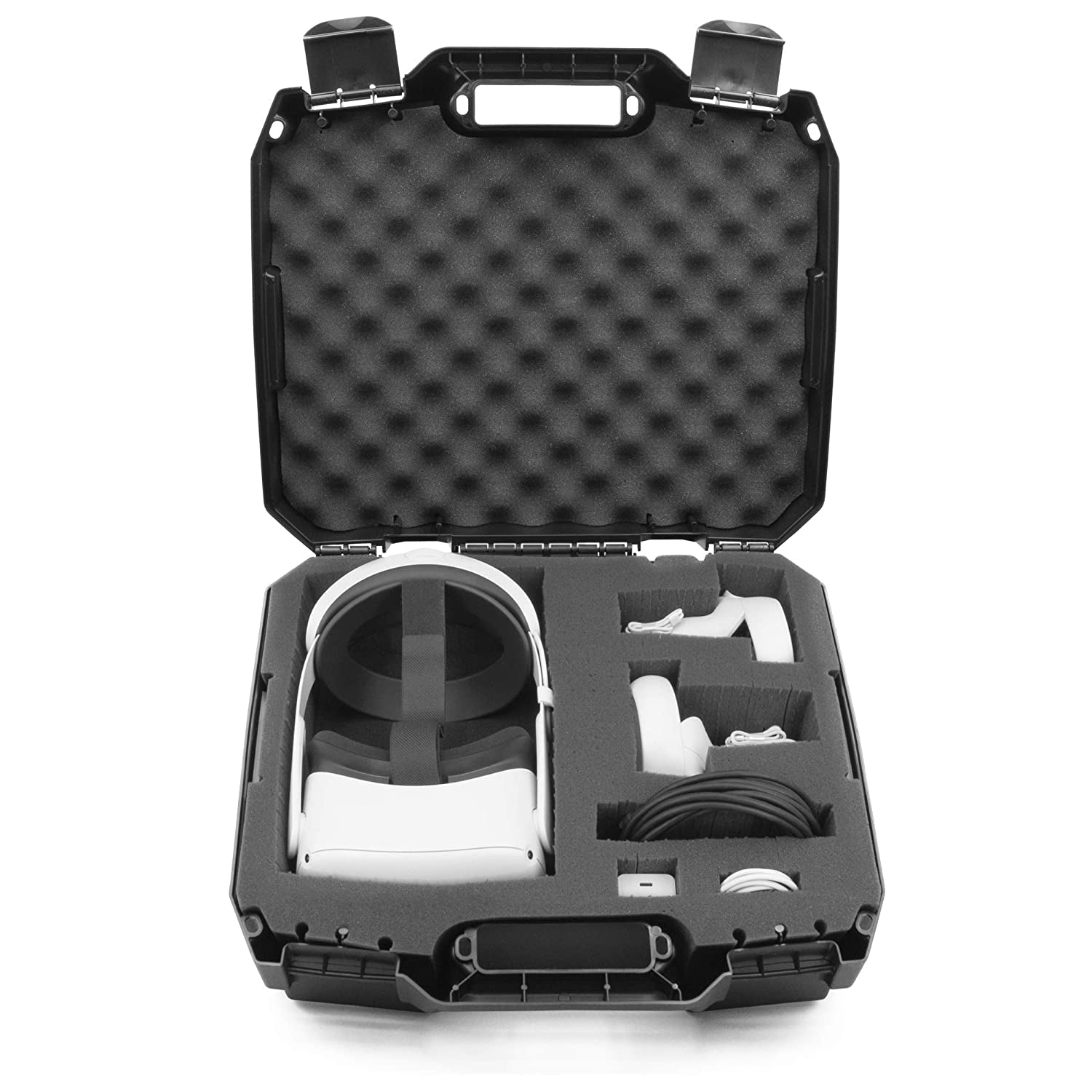 CASEMATIX Hard Case Compatible with Meta Quest 2 and Oculus Quest 2 VR Gaming Headset & Accessories - Hard Case with Customizable Foam Fits Elite Strap and Other Accessories